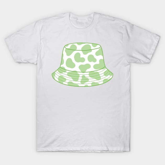 Pastel green cow print bucket hat T-Shirt by Nikamii